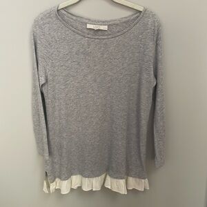 NWT LOFT Petites Woman’s LS Gray Shirt, Size MP